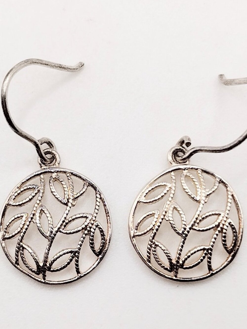 SU Sterling Silver Floral Filigree Dangle Earrings 1.2G